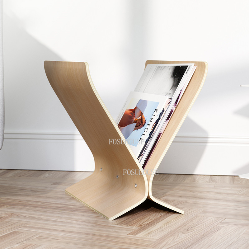 Nordic Magazine Rack Minimalist nowoczesny designerski stojak do przechowywania prosty stały drewniany meble domowe Książki liści szafy gazetowe