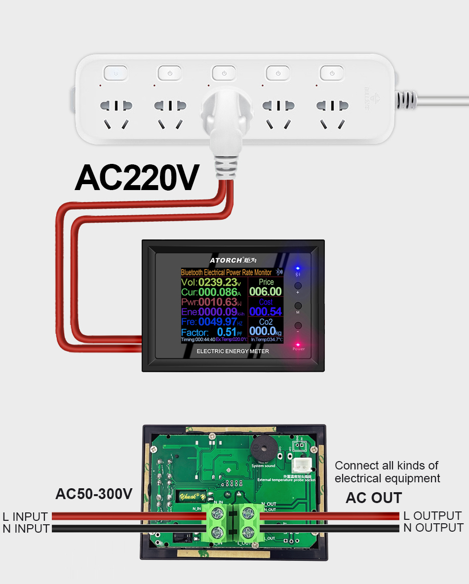 AC -mätare 30A/100A Digital spänningsappindikator Power Energy Voltmeter Ammeter Current AMPS Volt Wattmeter Tester detektor