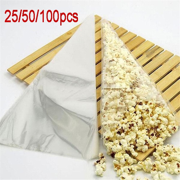 25/50/Weihnachtsgeschenk Blumen Hochzeitsfeier Popcorn Süßigkeiten transparentes Cellophanverpackungstasche