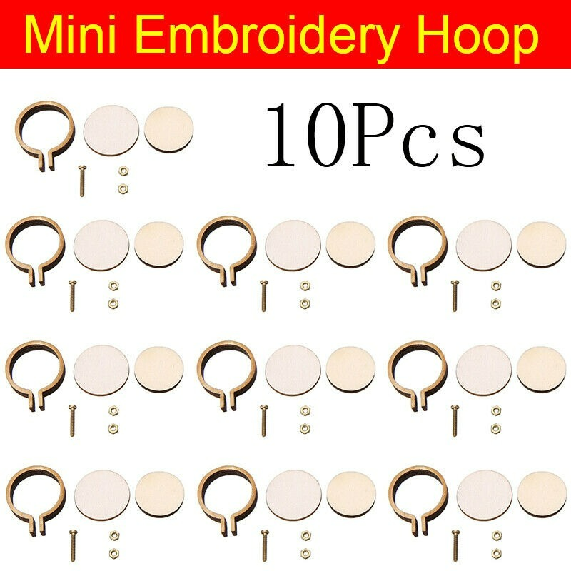 10/Wooden Mini Embroidery Hoop Ring Cross Stitch Frame Handmade Pendant Crafts Embroidery Circle Sewing Kit