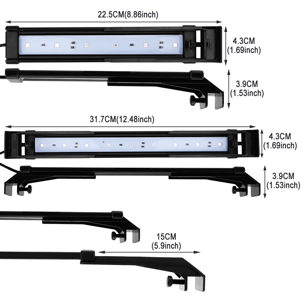 22-32 cm LED Aquarium Light 5050Smd Remote Control Fish Tank Light Spectrum Full Spectrum Full Light Submersible Lampe US US