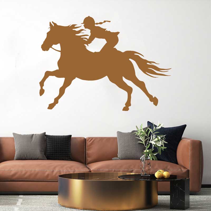 Donne da corsa cavalli da parete equestre Adesivo a parete cavaliere cavalli da pasta agricola bambini decorazione camera da letto decorazione parete in vinile regalo unico 7