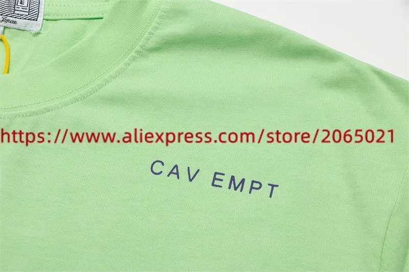Erkek Tişörtler Çim Yeşil Cavempt T-Shirt Cav Bask C.E Tişört Erkekler için Kadınlar Gevşek Tee Üst J240409