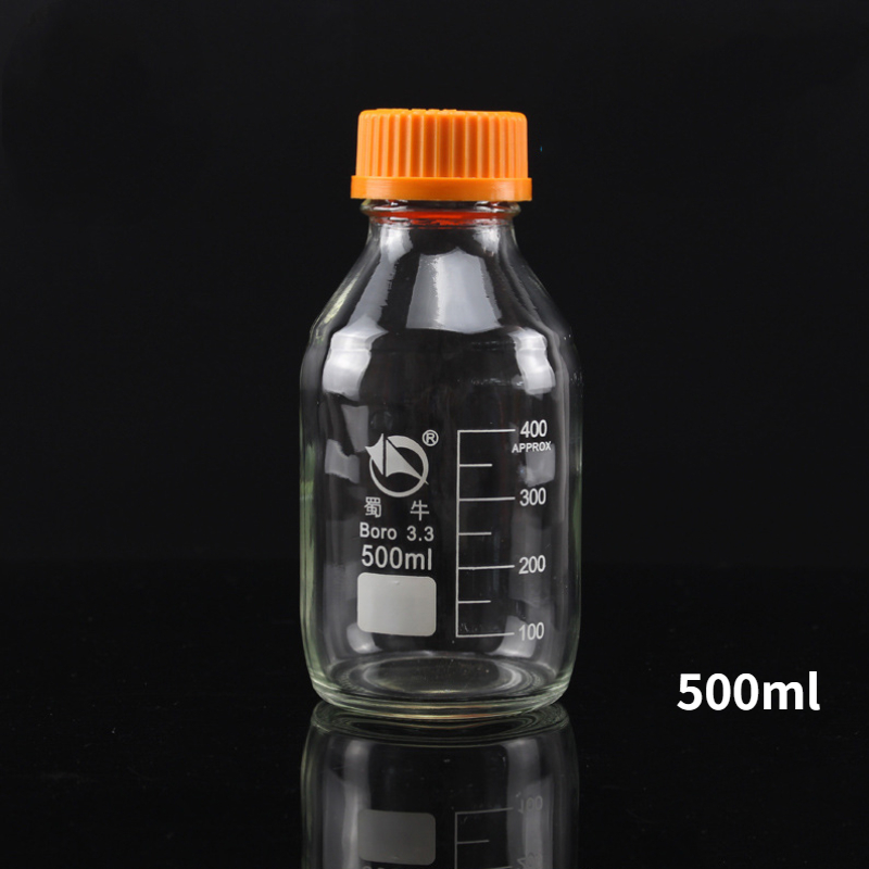 Yellow Screw cap Reagent Bottle 100/250/500/1000ml Scale Lab Sampling Bottle Glass Bottle Boro 3.3