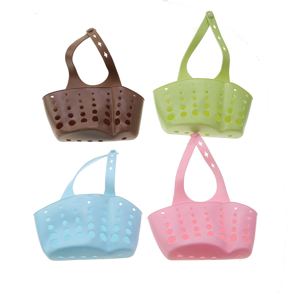 Silicone world Silicone storage basket Sink Sponge Holder Utensils Organizer Bag Adjustable Snap Bathroom Hanging Drain Basket