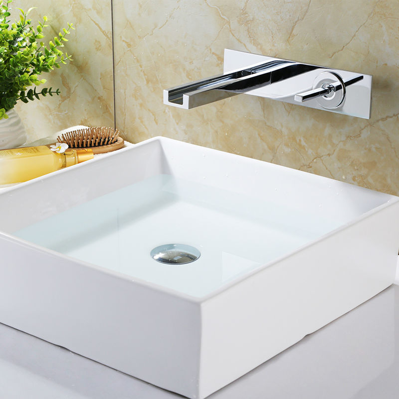 Skowll LED Basin Robinet Bathroom Murm Vanity Vanity Sink Robinet Single Handle Vessel Mixer Taps, Chrome HG-4409 poli.