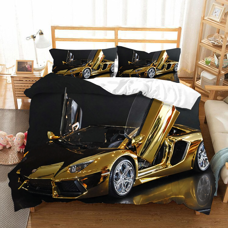 Coperchio piumino auto sportive 3d corse da corsa da letto stampato set regina king size con federe uomini cover cool 2/in poliestere trapunta