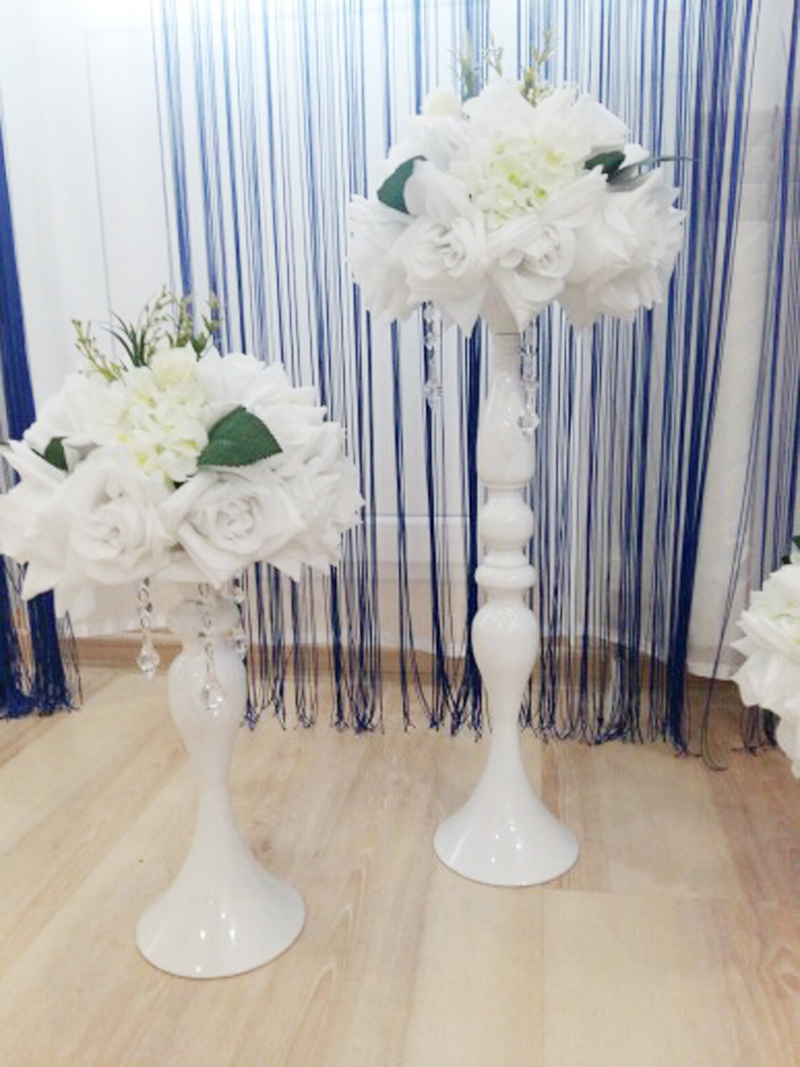 Metal Candle Holders Flowers Vase/Stand Candlestick White Candle Holder Floor Vase Wedding/Table Centerpieces