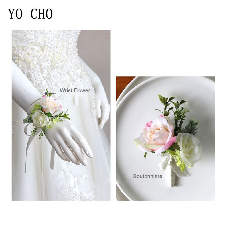 Yo Cho Cho Wedding Artificial Boutonniere Bride Colso Corsage Tea Tea Rosa Bridida Flora Flori Girl Bracciale Corsages Sister Corsages