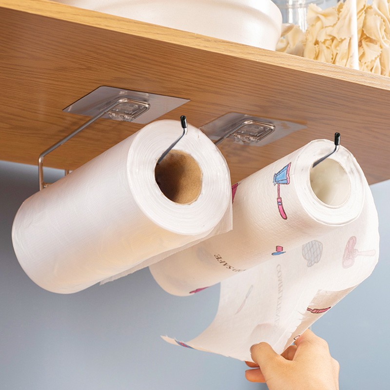 Hängande kök toalettpappers rullpappershållare badrum handduk rack stativ metall vävnad pappershållare hem förvaring rack