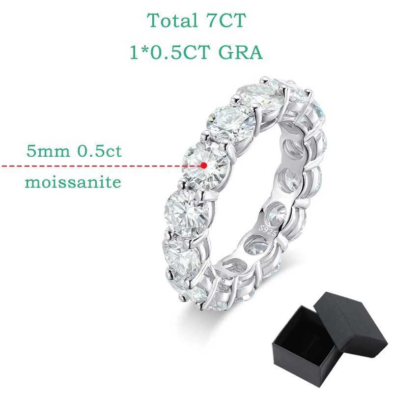 Anneaux de bande Smyoue 7CT 5 mm tout anneau de silicone molybdène pour hommes étincelants Coupez tous les divertissements Band de diamant mariage S925 Sterling Silver J240410