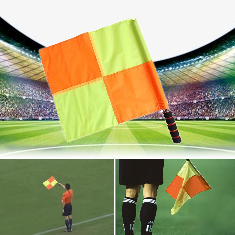 Flag di arbitro da calcio 1 coppia utile compatta resistente manico arrugginito arbitro bandiera l'allenamento del calcio