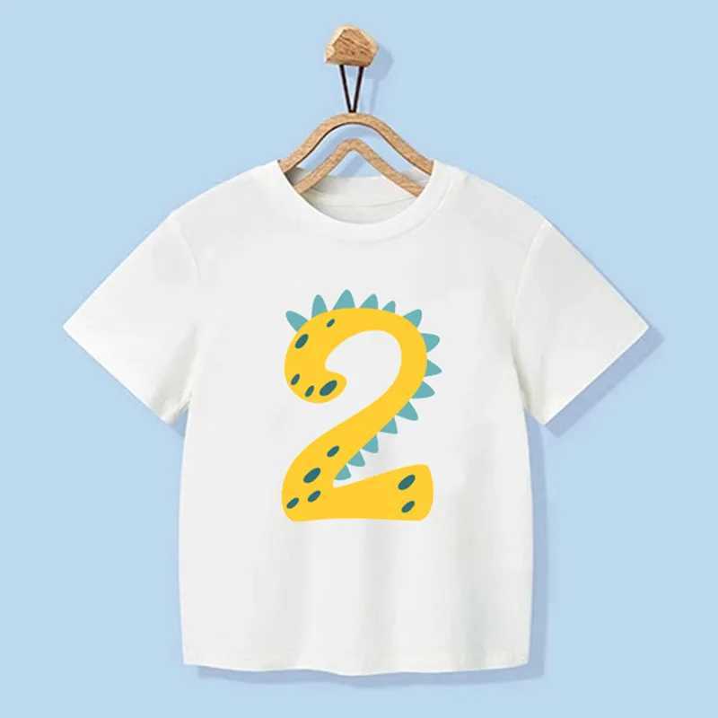 T-Shirts Nummer 1–9 Jungen Mädchen Dinosaurier Kurzarm T-Shirts Kinder T-Shirt Geburtstagsgeschenk T-Shirt Baby Mädchen Tops Kinder Hip Hop T-Shirts 240410