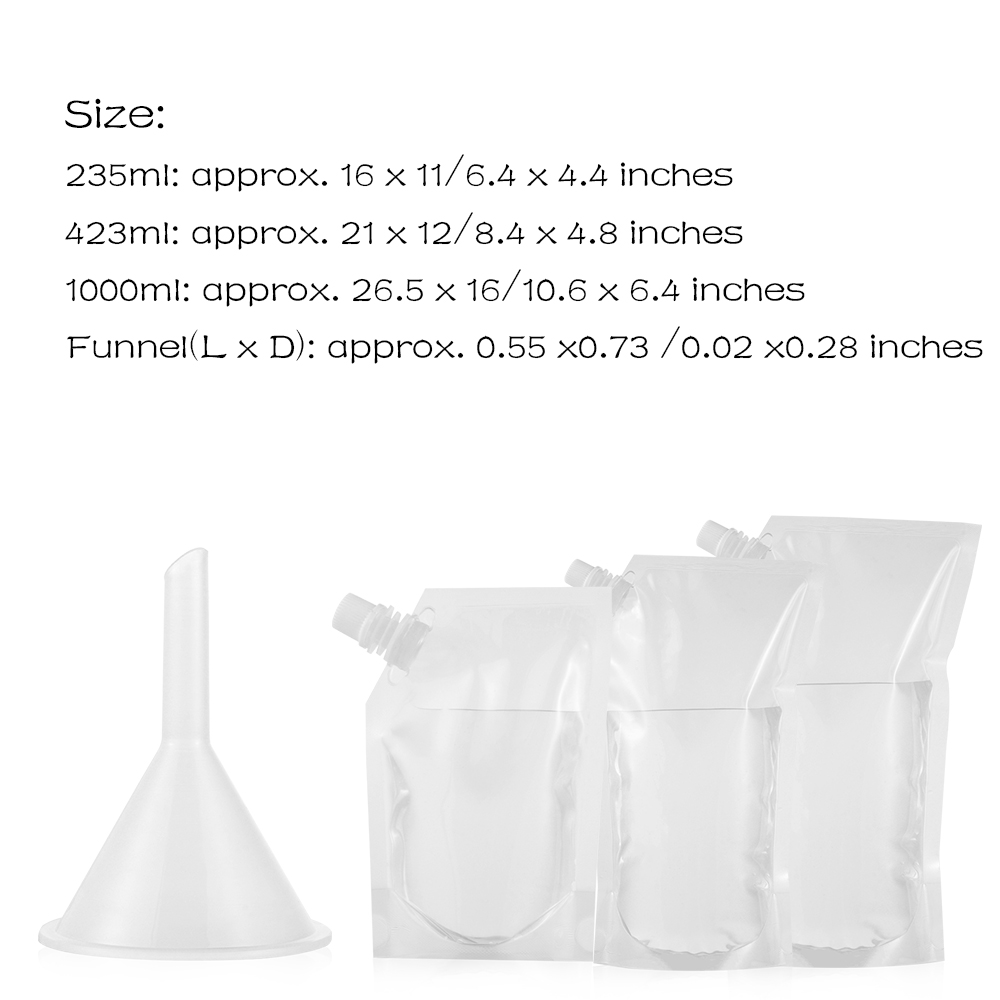 Food Grade Material Spout Pouch Travel Container Juice Stockpile Stand-up Wine Milk Coffee Liquid Flask Storage Bag With Funnel