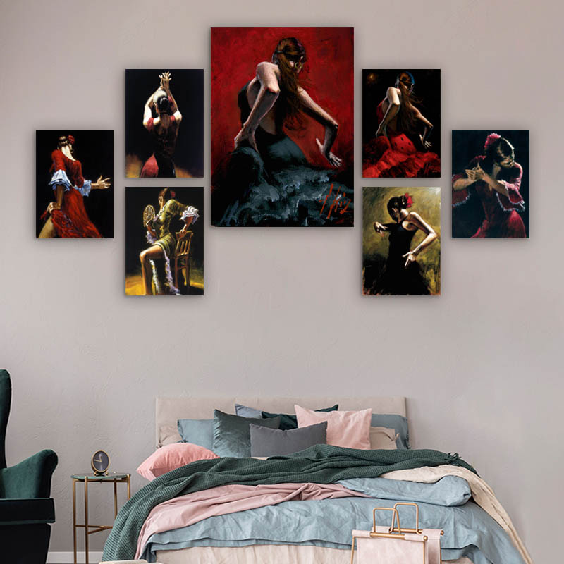 Fabian Perez Flamenco Dancer Poster Modern Women Beautiful Dance Wall Art Picture Canvas Print Living Room Home Decor Painting