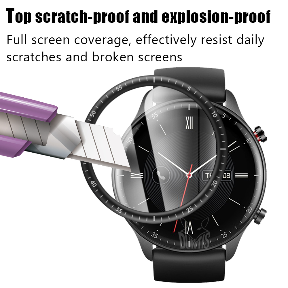 Couverture de film de protection en fibre de verre Soft 3D pour Amazfit GTR 2 ESIM GTR2 GTR2E Smart Watch Full Screen Protector Accessoires