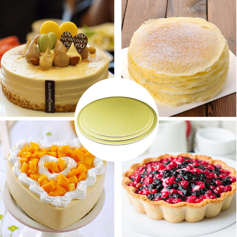 Round Mousse Cake Boards Gold Silber Pappe Kuchentrommeln Einweg Cupcake Dessert -Tablettkartendichtung Kuchen Dekorationswerkzeug