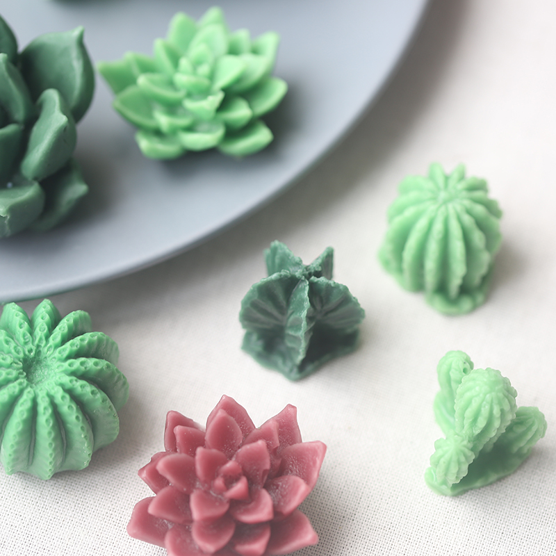 Succulent Plant Silicone Wax Candle Mold Flower Cactus Candle Mould DIY Handmade Aroma Gypsum Plaster Molds Making Candle Form