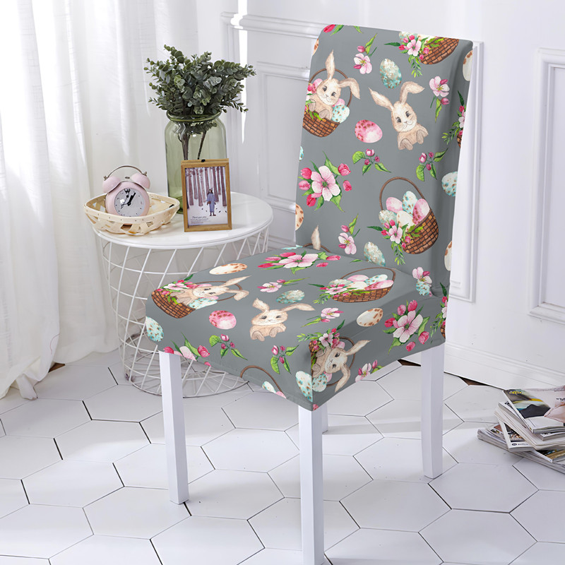 3D Digital Print Spandex Chair Cover for Dining Room Easter Rabbit Chairs Covers Kitchen Party Office Decoration