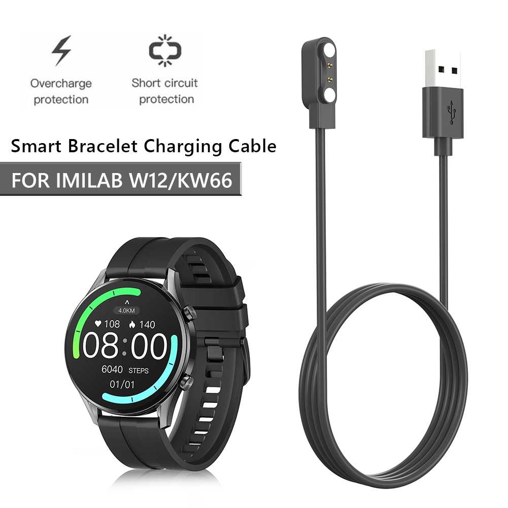 Cabo de carregamento de carga magnética para Xiaomi Imilab W12 / KW66 Smart Watch Charger Dock USB Adaptador de energia de carregamento USB para imilab