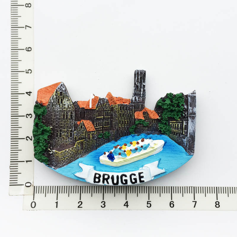BelgiumTourism Souvenir Fridge Magnets 3D Resin Painted Crafts Brusels Gent Travel Magnetic Refrigerator Magnet Stickers