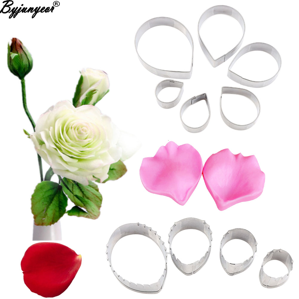 Rose Petal Silicone Veiner Cutter Cutter Bolo Decorating Sugarcraft Gumposte Resina Clay Water Paper Mold CS158