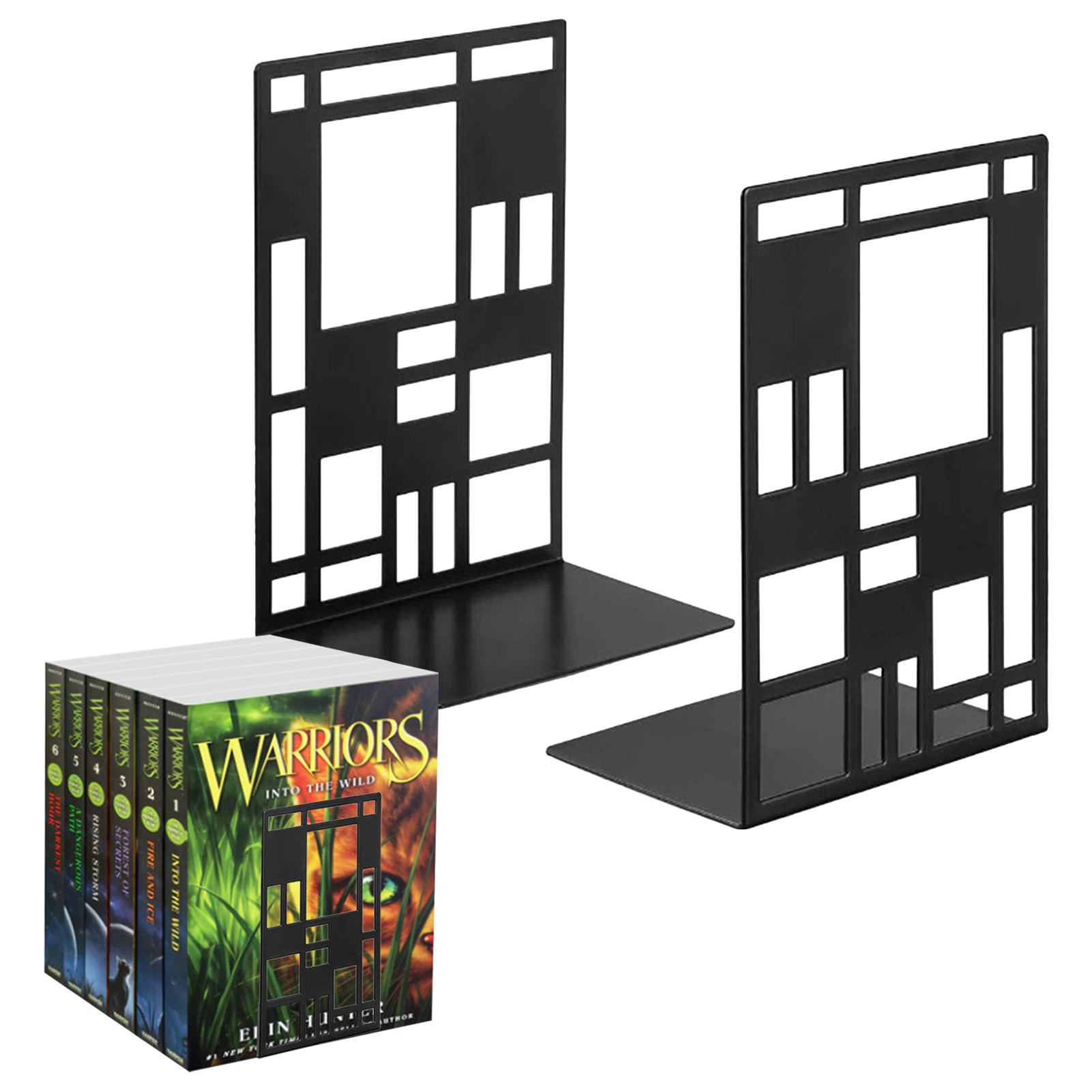 Book Ends For Heavy Books,Book Shelf Holder Home Decorative, Metal Bookends Black Bookend Supports, Book Stoppers