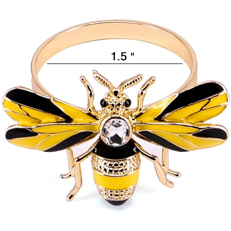 Hete set van 10 bijen servet buckle servet ring legering legering insecten diamant gesp koekjes handdoeken servethouder