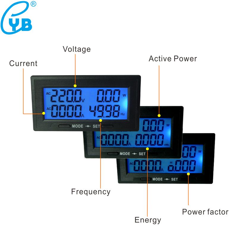YB5142DM AC 0-500V Digital Voltmeter Ammeter 0-20A 100A 200A 500A 1000A Spänningsström Wattmeter Energifrekvens Effektmätare