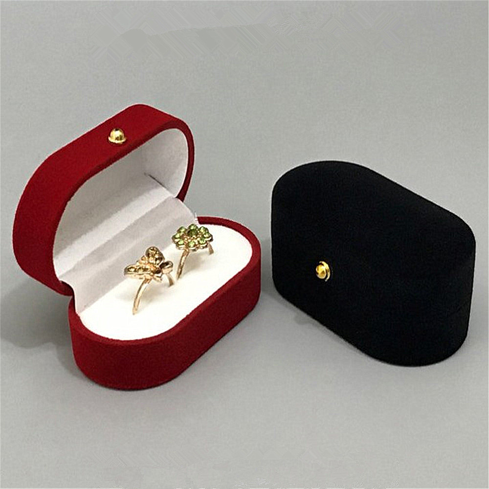 Luxe fluwelen paar dubbele ringbox oorr earring stud display box voor voorstel bruiloft verloving cadeau sieraden Organisator Packing Case