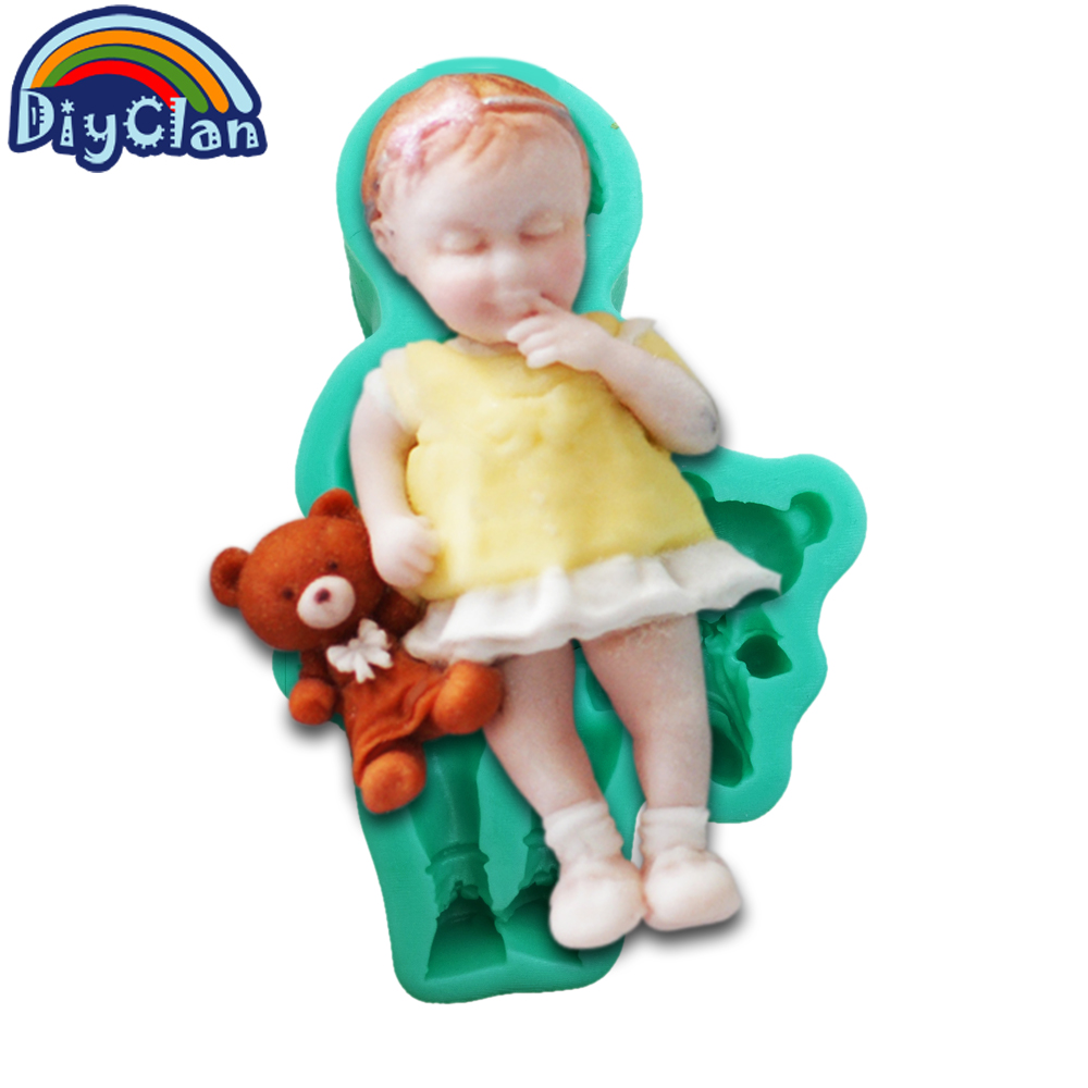 2 stile 3D Sugar Sugar Silicone Stampo Boy Boy and Girl Cioccolato in silicone Mormo da bambino e Animal Rabbit Bear