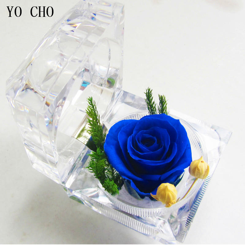 Yo Cho Immortal Préservé Rose Fleur Real Rose Fleurs fraîches DÉCORATIONS CRISTAL BOX MARIAD