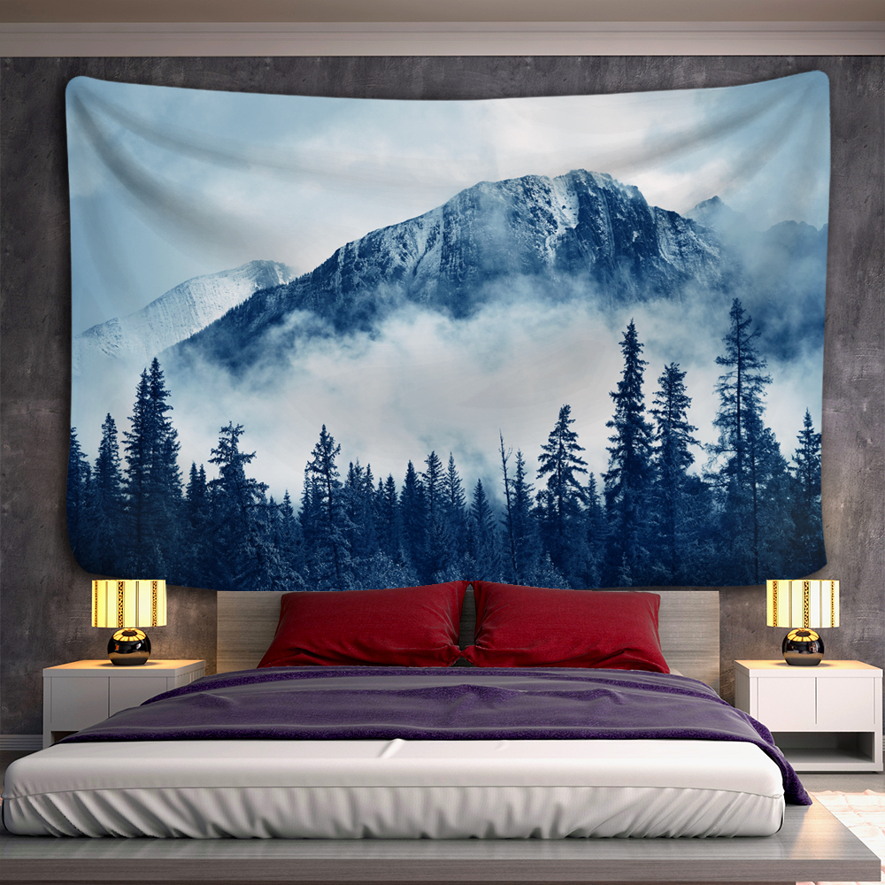 Montanhas de tapeçaria psicodélica parede estrelada da parede suspensa estrela de estrelas Leaf Village Decor de dormitório de 130 cm de tecido personalizado