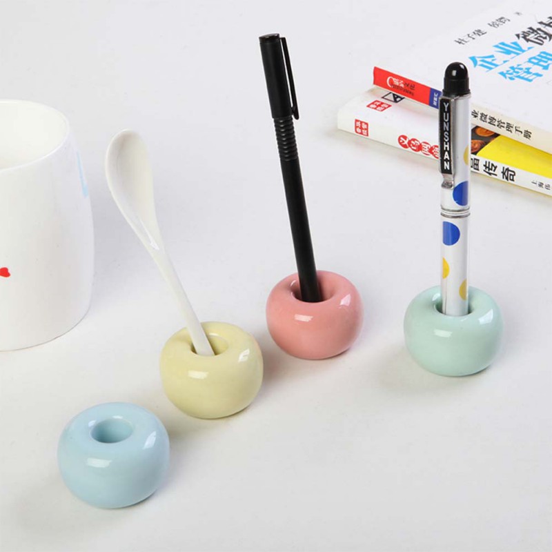 Novel Donut Ceramic Tooth Brush Holder Base Frame Storage Rack Badrum Dusch Tandborste Hylla