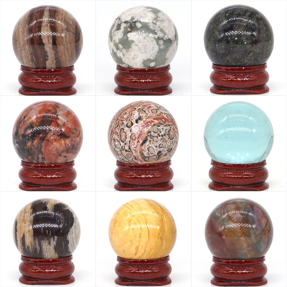 30 mm Großhandel natürliche Edelsteinkugel Kristall Reiki Heilung Energie Globe Home Decor Hand Playstone Ball / Stand #1