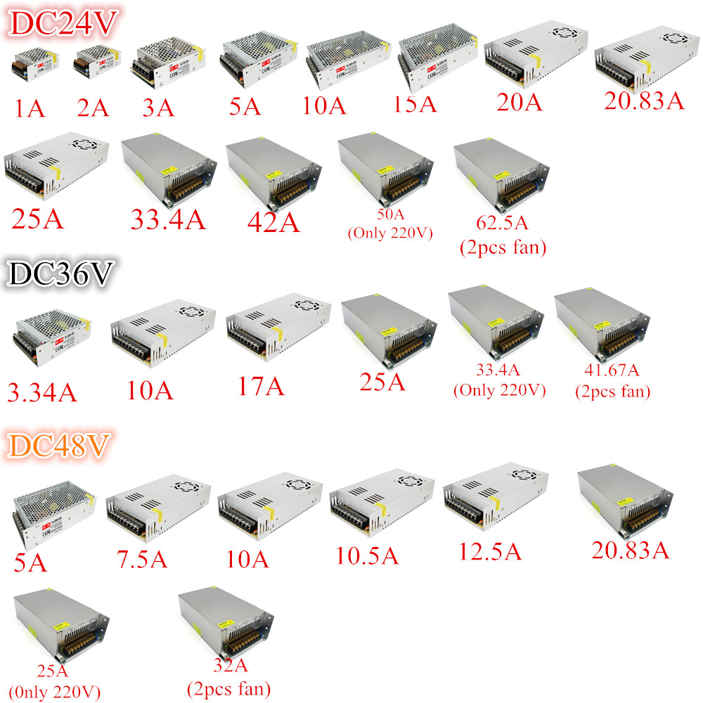 Przełączanie zasilacza transformator światła AC 110V 220V na DC 5V 12V 24 V 36V 48V Zasilanie Adapter źródłowy dla CCTV LED Pas