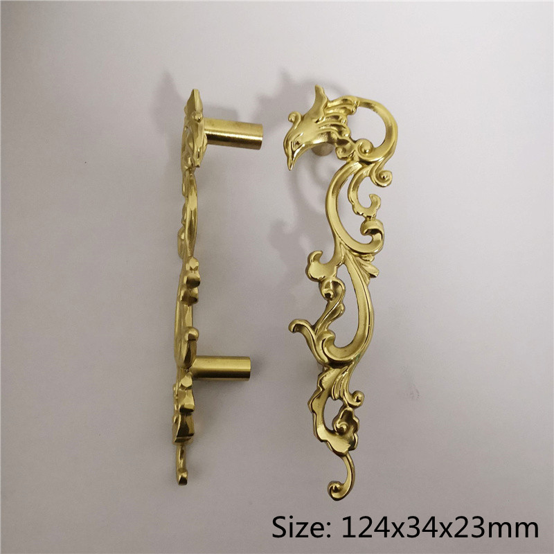 long Mysterious Bird Brass Handle Pure Copper Dather Cabinet Porte de porte DIY Gold Furniture Tirls