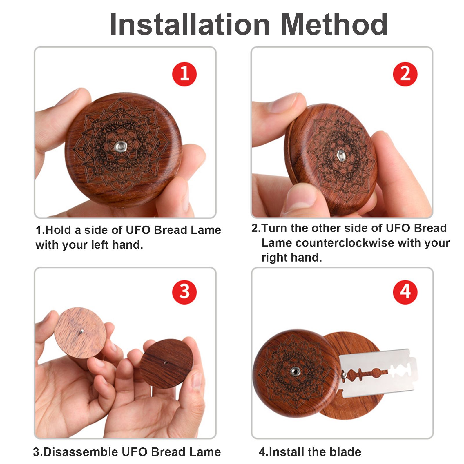 Pain boiteux Cutter avec sac en cuir 5 lames en bois français Boreur Boreur Scoring Scoring Tool pour les boulangers de pain au levain