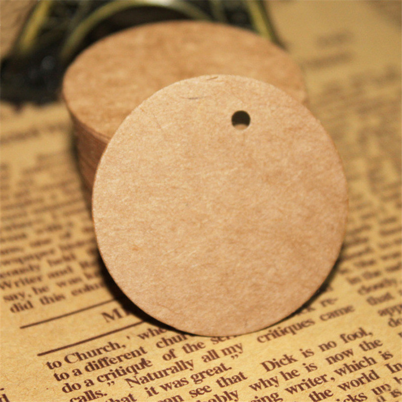 Blank rond hangs tags vintage kraft paper tag cartes bricolmark message cartes de vœux étiquettes de produits 3-5cm