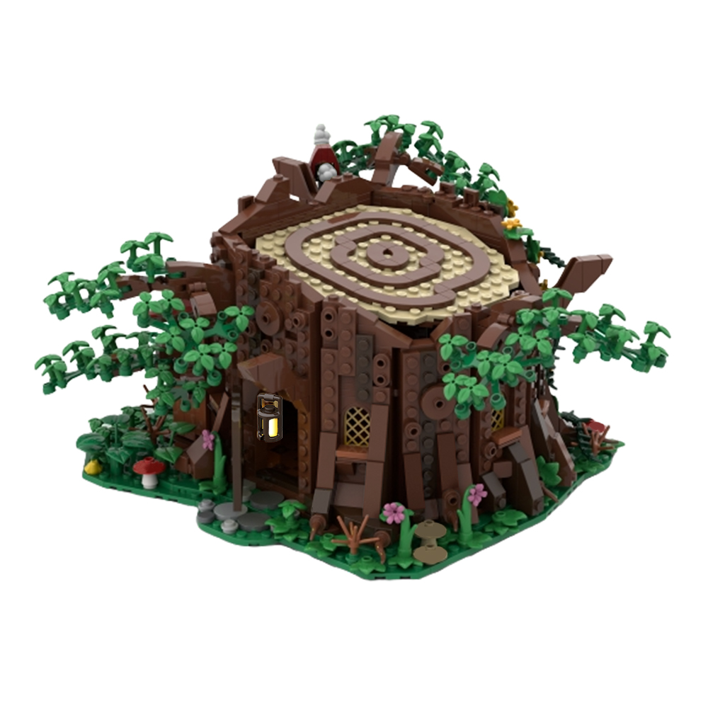 MOC Fairy Cottage Tree Stump House Blorks Blorks Kit Magic Village Elf House Architecture Model Model Diy Tois