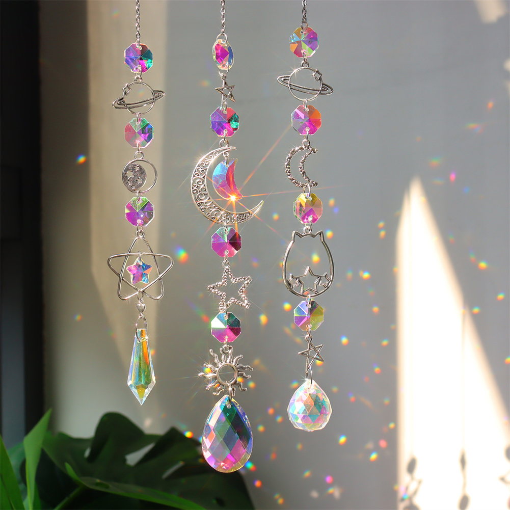 Sun Catcher Home Deocl Crystal Star Soleil Éventail Diamond Prisms Hanging Light Catcher Rainbow Make Window Riderains Pendant