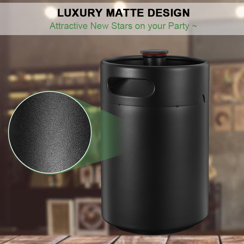 5l Beer Keg Mini Keg Tap Dispenser, Matte Black Growler Barrel Carbonated Co2 Charger Brewing Easy Storage Craft Beer Equipment