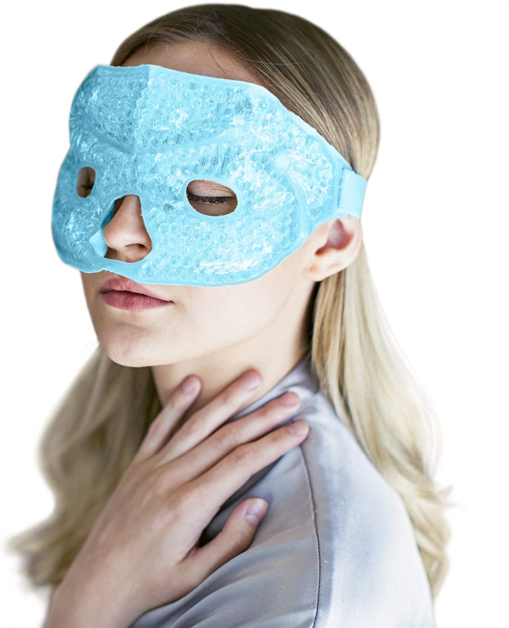 Gel ansiktsmask varm kall terapi pärla ansiktsmasker med hål personlig vård skönhet puffy torra ögon ergo minskar mörka cirklar