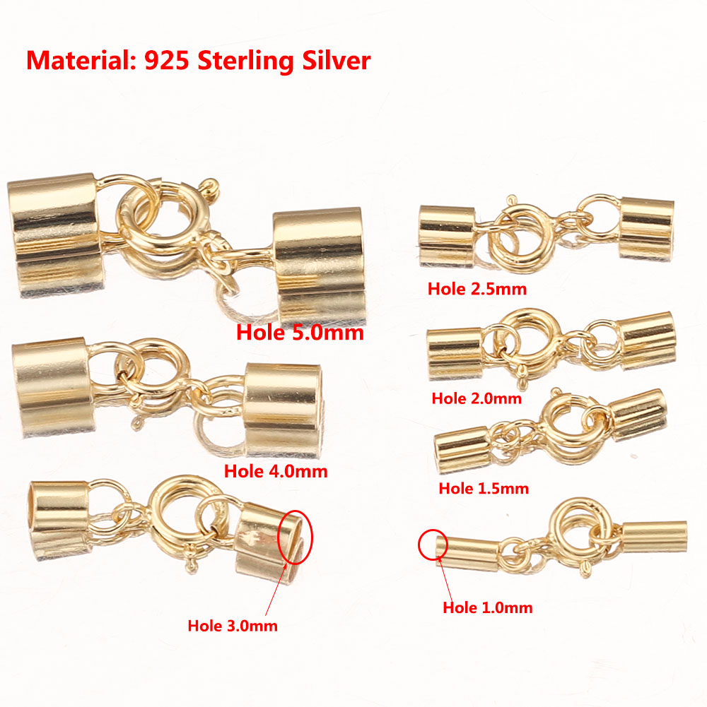 925 Silverläder sladdarmband hummerklassar krokar för halsband DIY smycken slut spetskapslar för smycken tillverkning