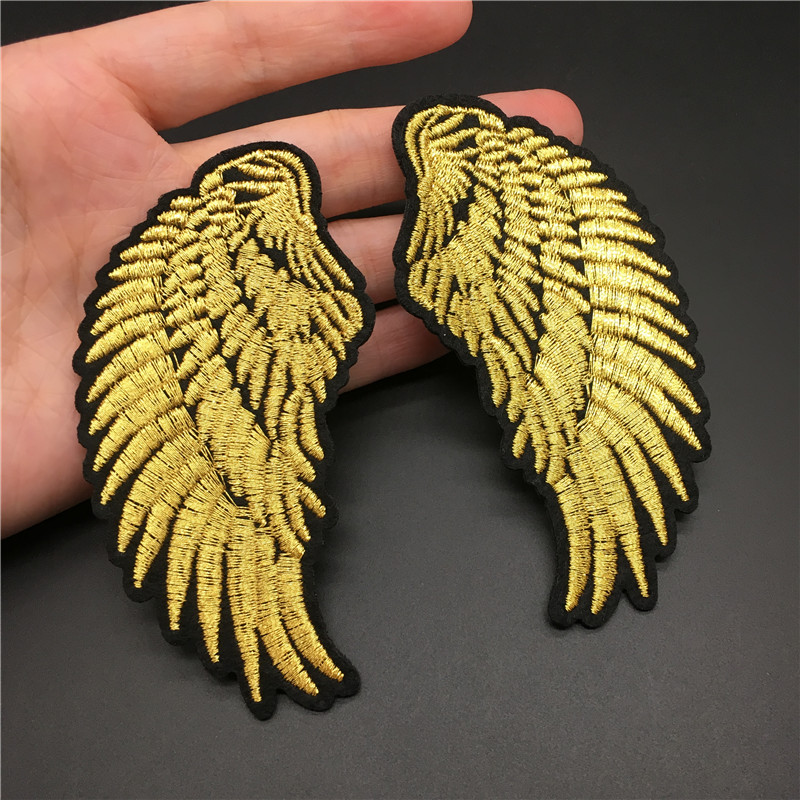 Golden Wings Tamanho: 4,7x9.4cm Patch para roupas Bordado Bordado Diy Diy Bistê