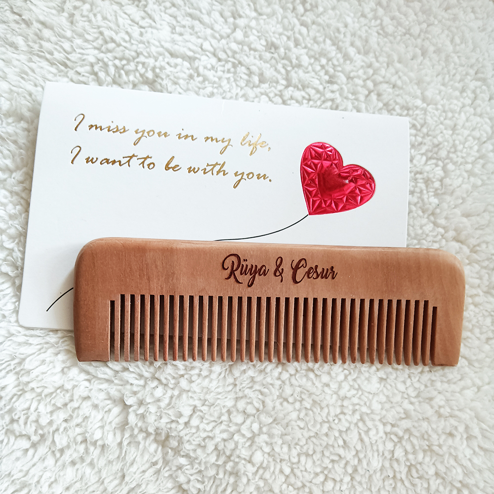 Personalized Hair Combs for Wedding Favors and Gifts,Custom Name Engraved Wood Comb, Wedding Souvenir, Wooden Pocket Comb, 13cm