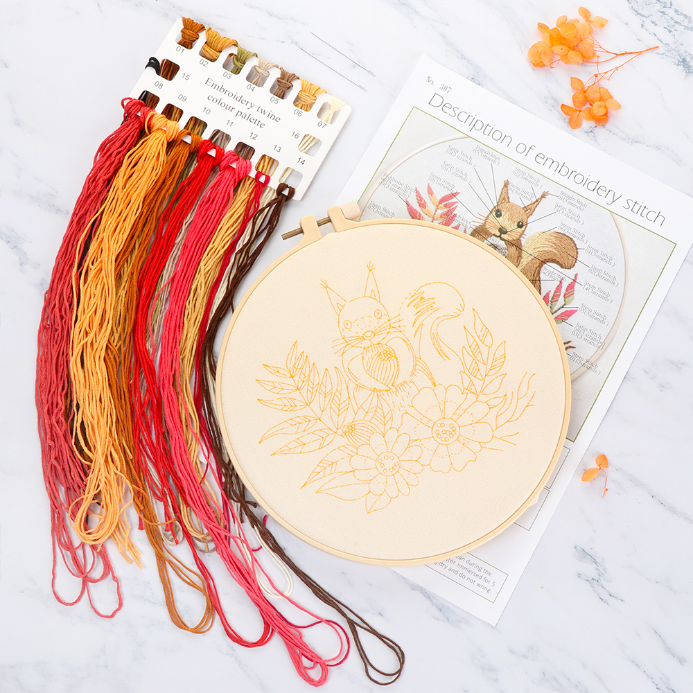 New Flower Embroidery Cross Stitch Kit Embroidery Hoop Needle Punch Needle Thread DIY Crafts Home Ornament Sewing Accessories