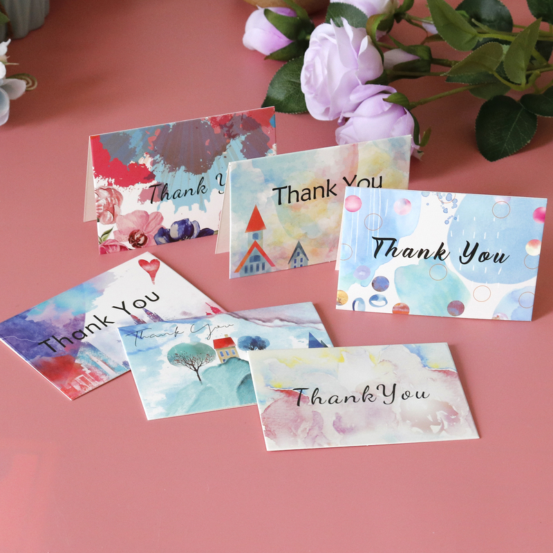 Ink Painting Style Thank You Pack Set con appuntamenti di buste Biglietti le feste il matrimonio Multipack bambini