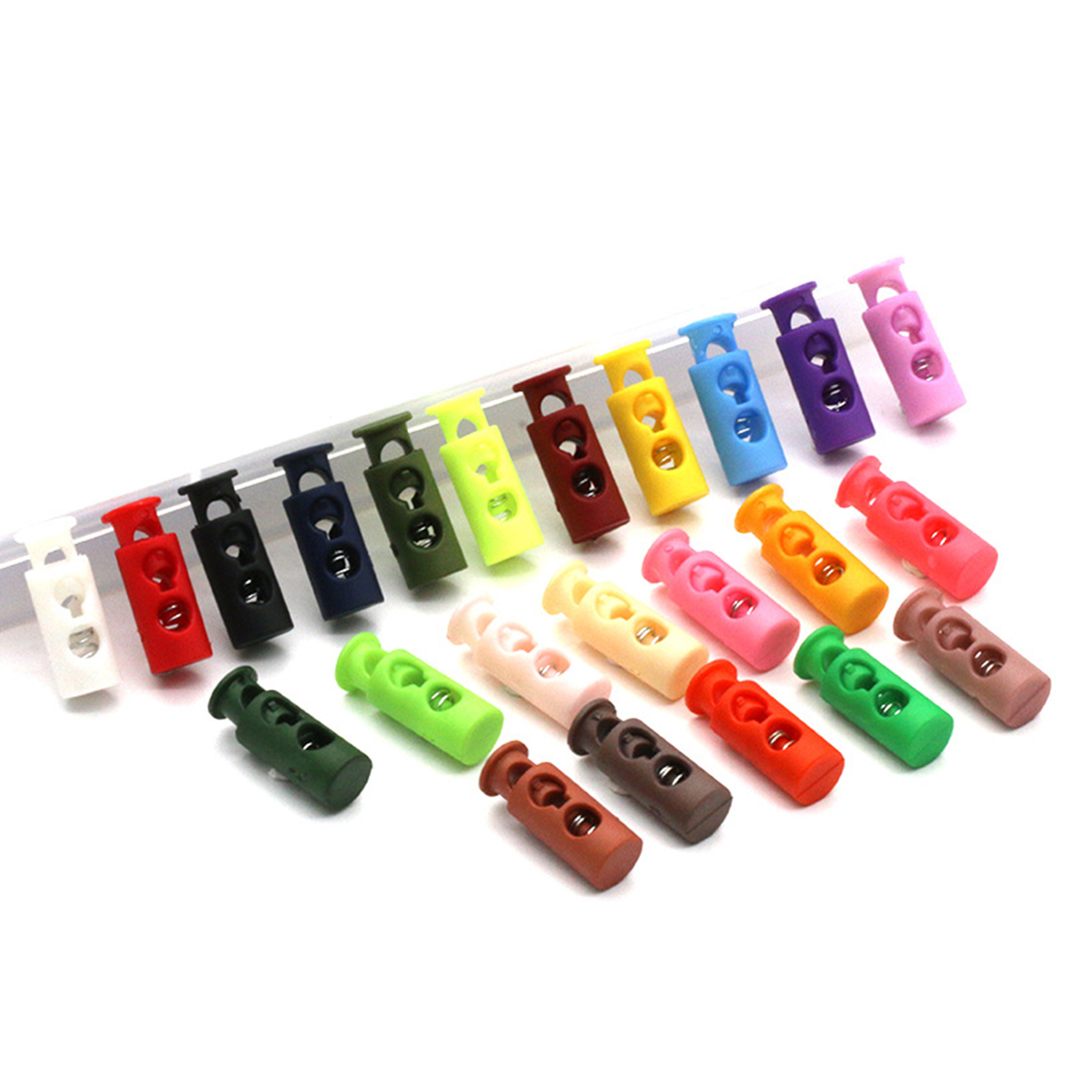 Plastic 2 Holes Cord Lock Spring Stop Toggle Stopper Clip For Sportswear Shoes Rope DIY Craft Parts Garment Accessories