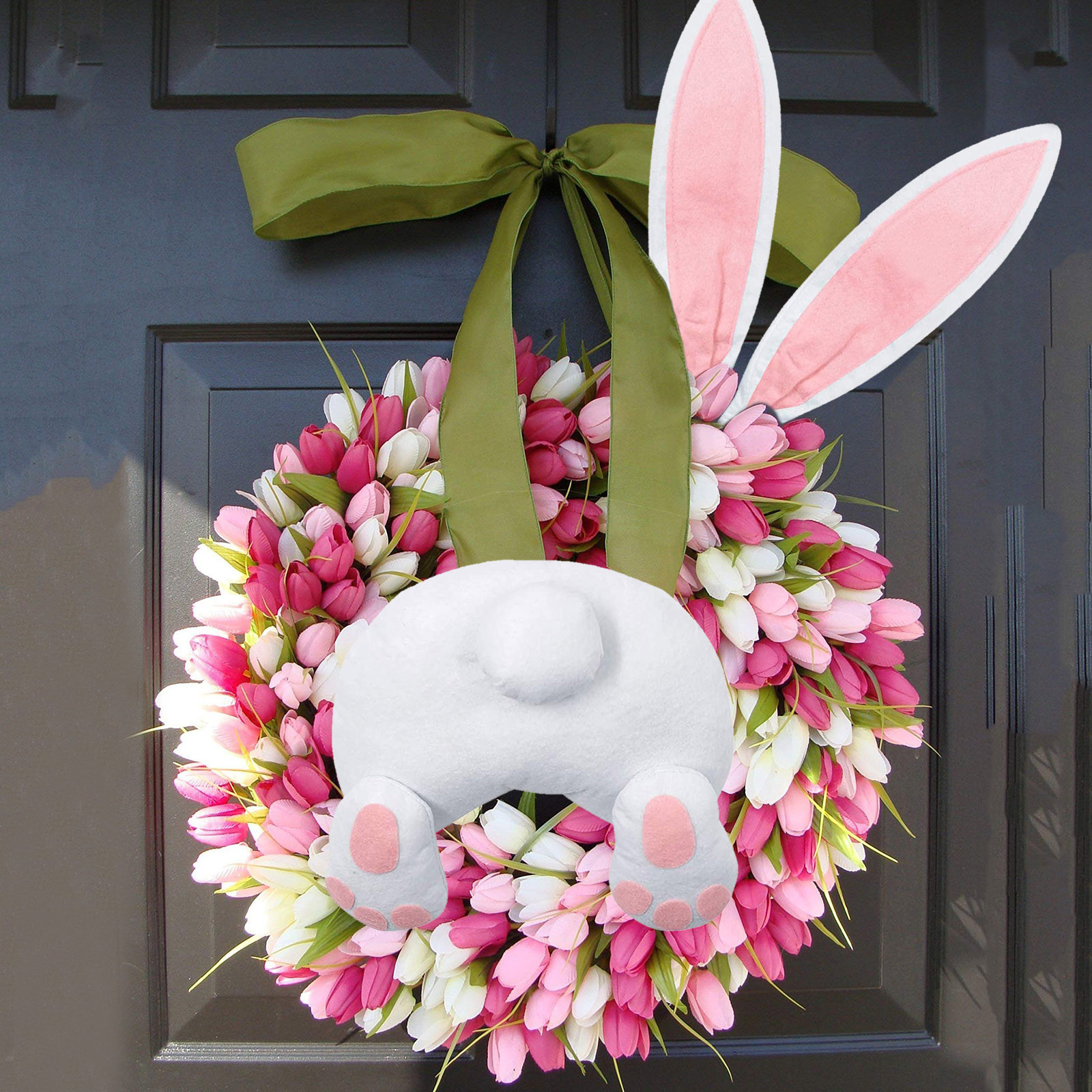 Easter Rabbit Garlands Front Door Oranments Wall Decor Easter Thief Bunny Butt Wreath Happy Easter Party Decor Dropshipping